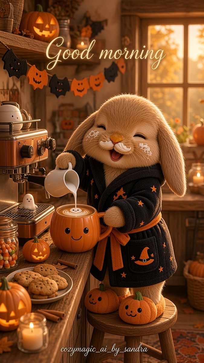 Latte saying good morning (AI animation)