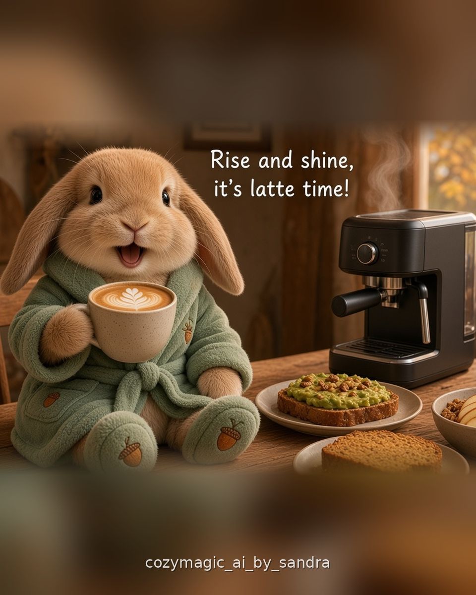 Latte saying good morning (AI animation)